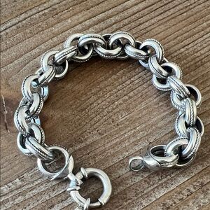 Vintage MILOR Italy Sterling Silver Chunky Textured Link Bracelet - 925